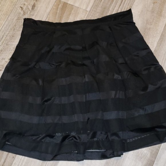 Forever 21 Black Mesh Striped Skater Skirt